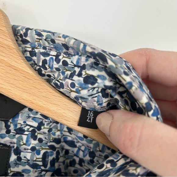 Paul Smith The Byard Shirt Size 16 Neck Long Sleeve Blue Floral Tree Pattern - Picture 5 of 8